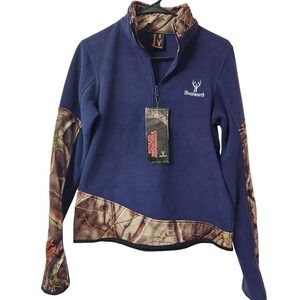 Huntworth Fleece Blue with Camo trim Womens Small NWT Gorpcore Hunting Outdoors